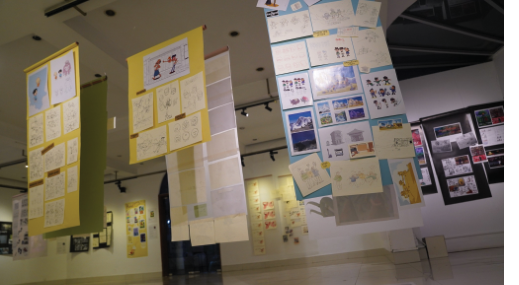 Fuli storyboards and concept art on display at the exhibition